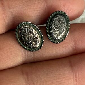 Navajo Oval Concho Earrings